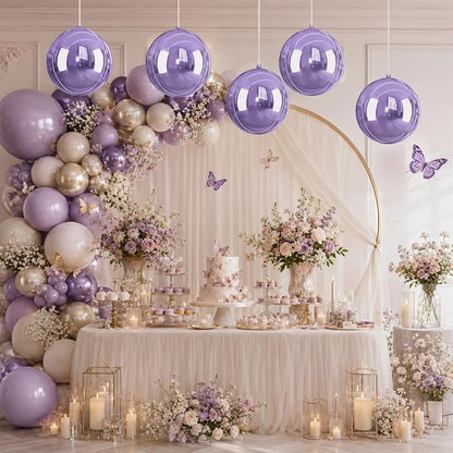 Purple 4D Round Foil Balloons, 22Inch Metallic Purple Balloons - Image 5