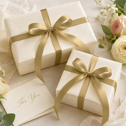 3/8In 30Yards Thin Gold Ribbon for Gift Flower Bouquet Graduation Christmas | - Image 8