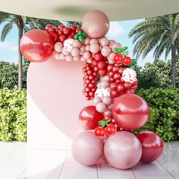 Cherry Balloons, 12 Inch Red and Pink Balloons - Image 5