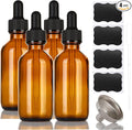 2 oz Amber Glass Dropper Bottles,4 Pack 60ml Empty Reusable Leak Proof Thick Tincture Bottles for Essential Oils,Hair Oil,Liquids,Laboratory,Pharmacist Bottle,Massage,Perfumery Aromatherapy