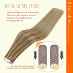 Full Shine Tape in Hair Extensions 16 Inch 10/16/16 Balayage Tape in Extensions Ombre Remy Tape in Hair Extensions Human Hair 20 Pcs 50g Seamless Hair Extensions Tape in Double Sided Tape