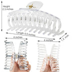 5.5 Inches Extra Large Hair Clips for Long Thick Hair Women’s Jumbo Hair Claw Clips 2 Counts in Set Hair Accessories(clear and grey)