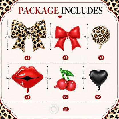 10pcs Red and Black Cheetah Print Balloons Set, Leopard Balloons - Image 2