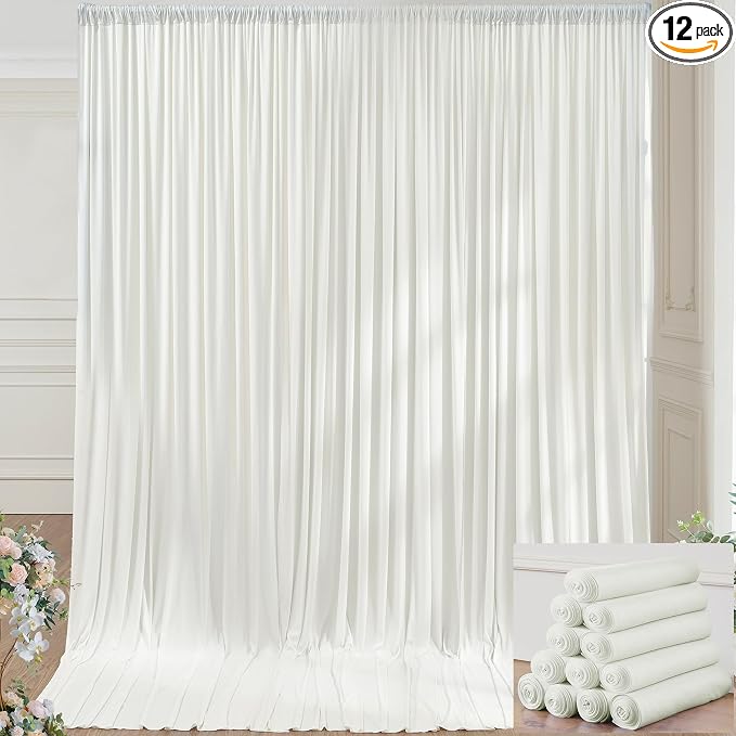 60×14ft Wrinkle Free Ivory Backdrop Curtain, Soft Silky Easy to Drape Cream by ENJOYYOURPARTY