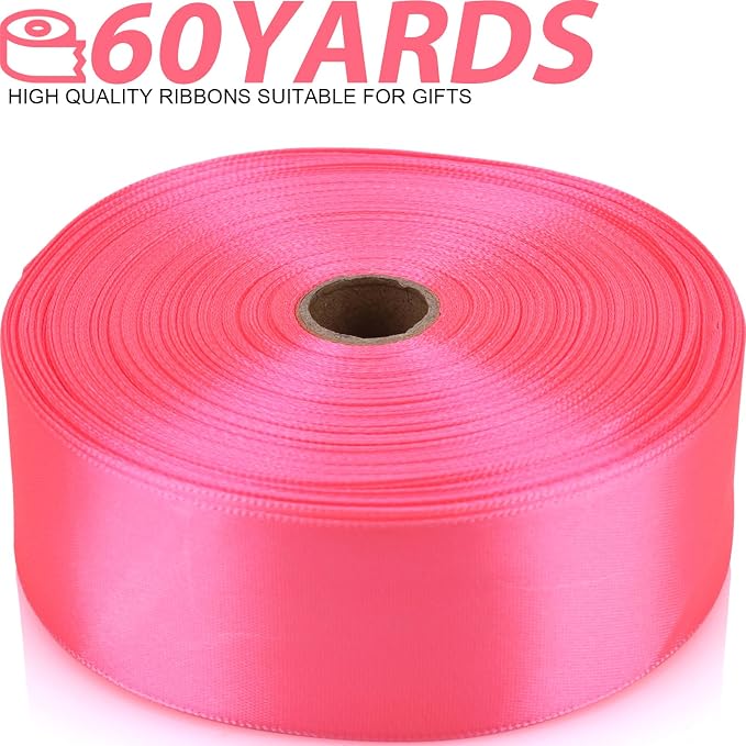 1-1/2 Inch 60 Yards Pink Solid Satin Ribbon - Image 2