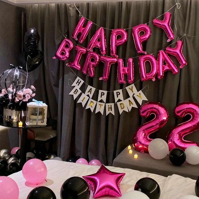 Hot Pink Happy Birthday Balloon Banner Kit - Image 7