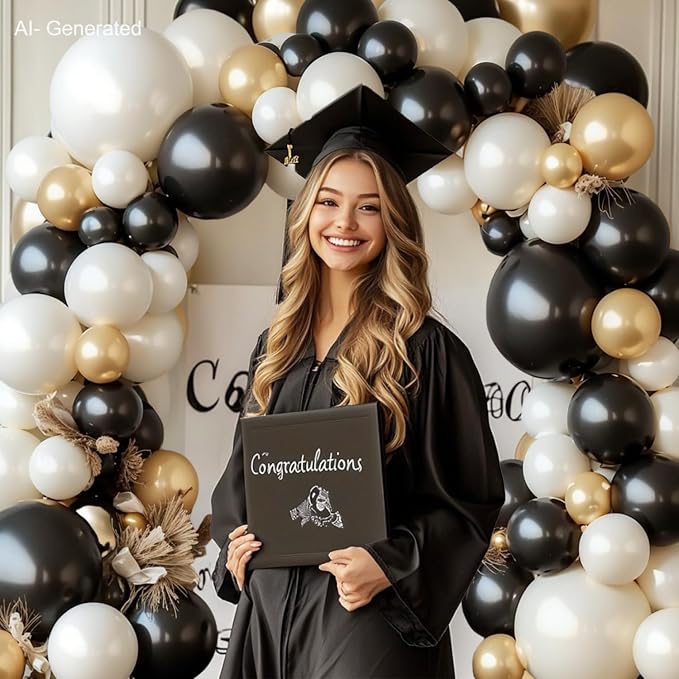 Black White Gold Balloon Arch Kit, Double Stuffed, Party | Pearl Sand White - Image 5
