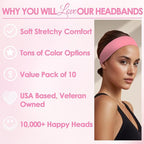 Styla Hair Headbands for Women Stretch Fashion Head Bands 10 Pack Non-Slip Head Wraps Great for Spa, Sports, Yoga, Pilates, Running, Gym Headband, Workouts (Pink)