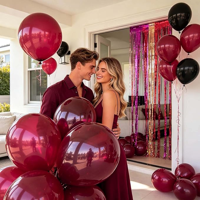 100pcs Burgundy Balloons 12inch Dark Red Maroon Party Latex Balloons - Image 8