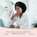 Reusable Oil Proof Nightcap, Protective Hair Bonnet and Shower Cap, Leakproof, Oilproof, and Waterproof, Black, Now 2 Sizes!