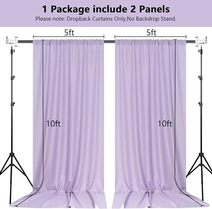 Purple Backdrop for Parties Wedding Lavender Backdrop Curtains Rod Pocket - Image 2