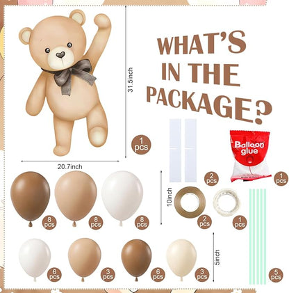 43 Pcs Brown Bear Baby Shower Party Decoration 31 Bears Cardboard Cutout Stand - Image 2