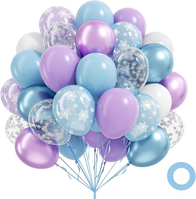 60pcs Frozen Balloons 12inch, Pastel Purple and Blue Balloons by Leraqertra