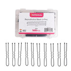 Set of 100 premium U-shaped hair pins, measuring 6cm/2.4 inches, perfect for women, girls, and hairdressers. with a clear storage box and is suitable for all hair types(Black) (100 Pins)