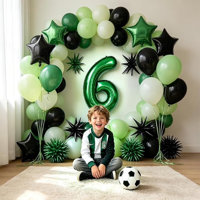TONIFUL 6th Birthday Balloons Kit 40 Inch Dark Green Large Number 6 Balloon | - Image 6
