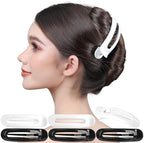 RC ROCHE 6 Pcs Flat Claw Hair Clips for Women Alligator French Barrette Long Thick Hair Duckbill Curved No Slip Grip Lay Flat Side Slide Firm Classic Styling, Large Black & White