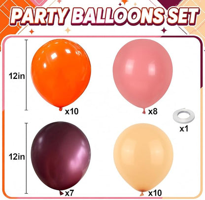 HILAVO Fall Balloons, 12 Inch Thanksgiving Balloons Dusty Pink Orange Burgundy - Image 2