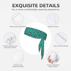Boys Girls Sports Sweat Band, Boho Style Elastic Head Ribbon for Running Fitness Spa, Beauty Skinny Cheetah Turquoise Mint Green Leopard Print Headwear Hand Decor