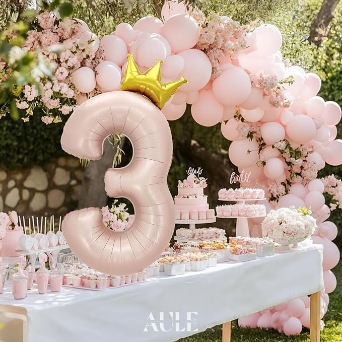 AULE 40 Inch Big Pink 3 Balloon Number - Image 5