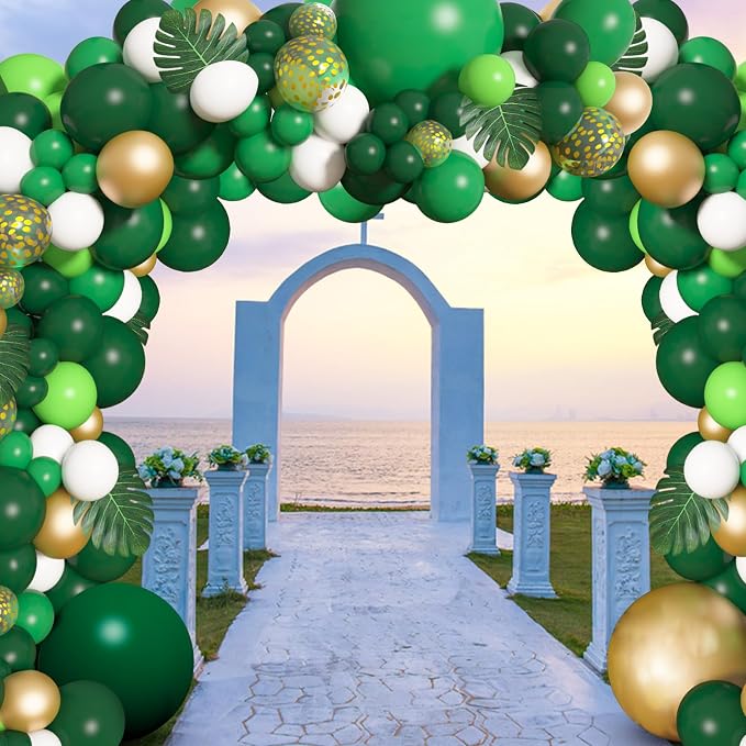 Amandir 163Pcs Jungle Party Balloons Garland Arch Kit | Gold Green Balloons - Image 5