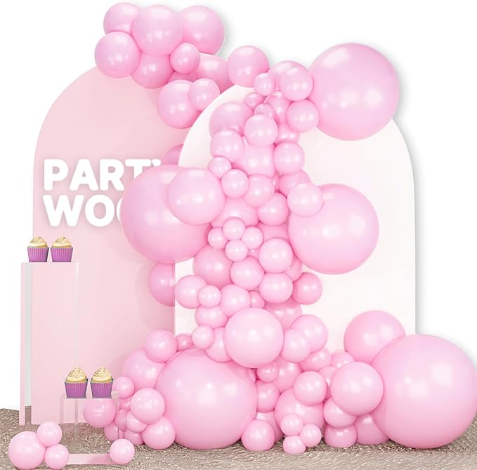 PartyWoo Baby Pink Balloons 100pcs Pastel Pale Light Pink Color | 18 12 10 5 by PartyWoo