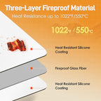Heat Resistant Mat for Air Fryer, 16 x 24in Heat Resistant Mat for Countertop, Fireproof Silicone Countertop Protector Appliance Slider for Air Fryer, Coffee Maker, Toaster, Oven - White