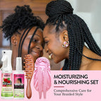 Rose Water for Hair Loc Spray Refreshing for Locs - Braid Oil for Soothes Moisturizes Dry & Itchy Scalp Braiding Scalp Oil for Twists - Loc Brush for Dreads Comfortable Massage Comb & Braid Bonnet