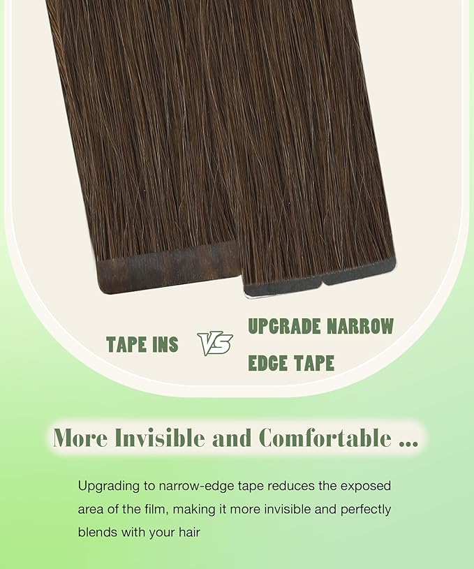 SURNEL Tape in Hair Extensions Human Hair 16 inch Tape in Extensions Color 4 Medium Brown Remy Tape Hair Extensions 20 pcs 50g(#4-16)