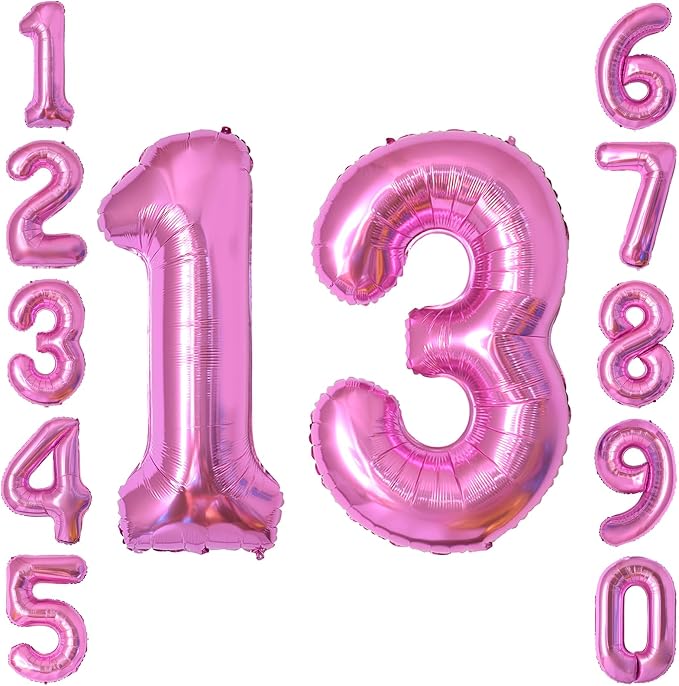Pink Number 13 Balloon 40 Inch, Shiny Foil Numeral by Unknown
