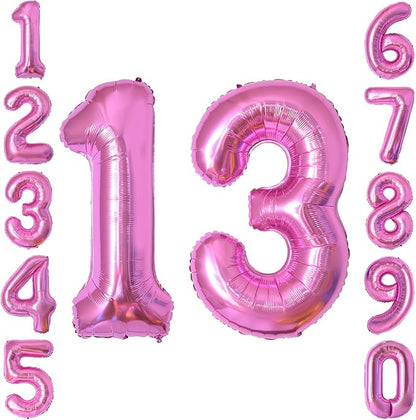 Pink Number 13 Balloon 40 Inch, Shiny Foil Numeral by Unknown