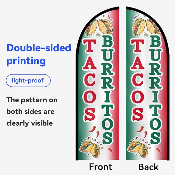 1PC Double Sided Tacos Burritos Feather Flag - Image 9