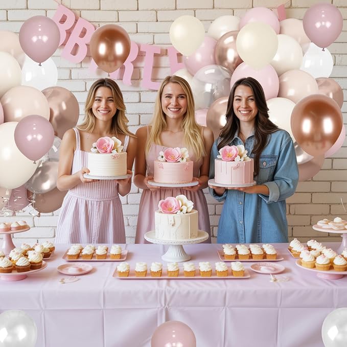 Dusty Pink White Balloons Pale Pink Beige Gold Balloon 12inch Metallic - Image 5