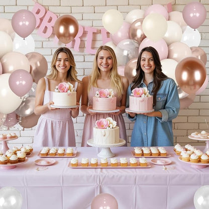 Dusty Pink White Balloons Pale Pink Beige Gold Balloon 12inch Metallic - Image 5