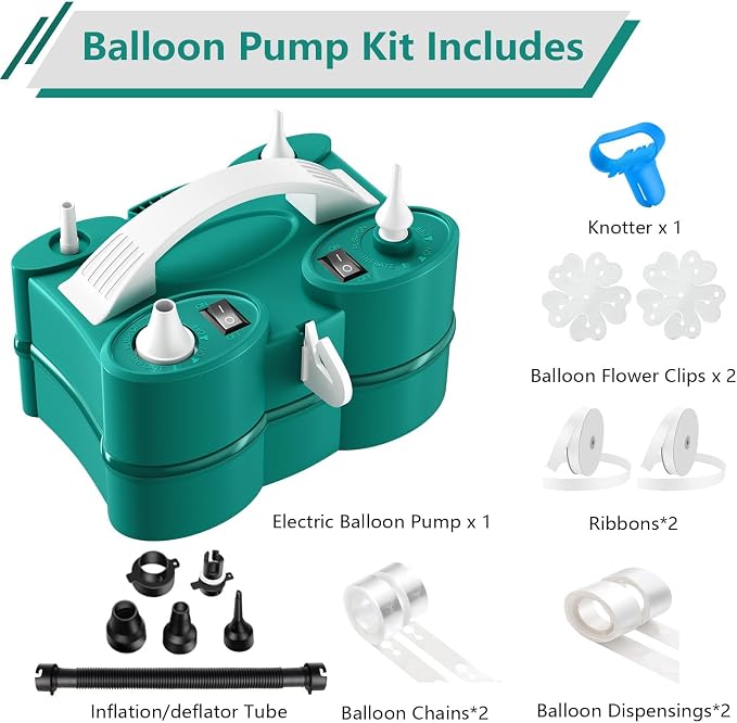 FunHot Electric Balloon Pump, Portable Dual Nozzle Air Pump - Image 2