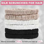 6Pcs Silk Hair Ties Small 22 Momme 100% Pure Mulberry Silk Scrunchies for Women Girls Thin Skinny Hair Sleep Scrunchies No Damage(Color 07)
