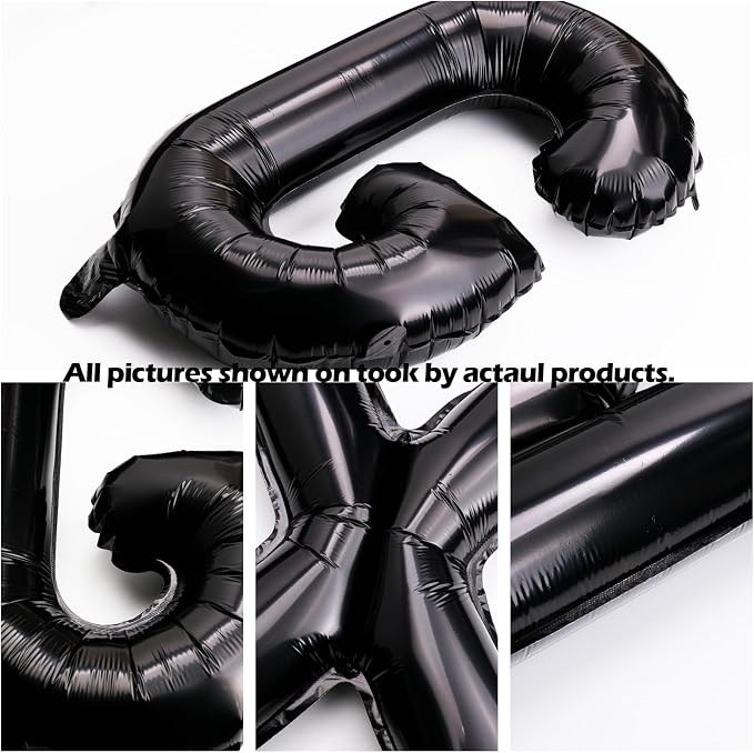 16 Inch 52Pcs Black Letter Balloons Shiny A-Z Foil Balloon Letters | Reusable - Image 2