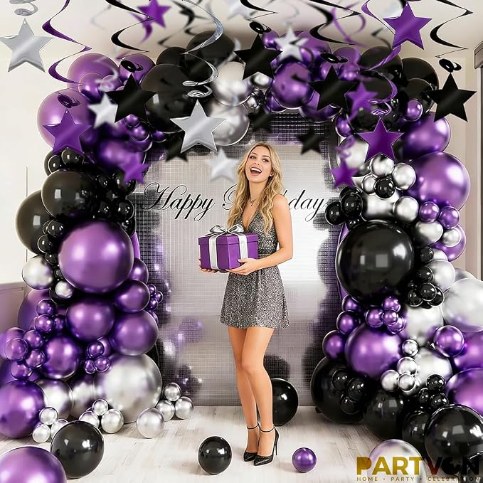 Purple Black Silver Hanging Swirl Decorations - Image 4