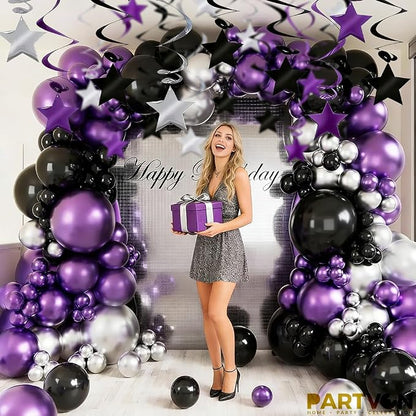 Purple Black Silver Hanging Swirl Decorations - Image 4