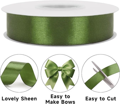 KINGLAKE Olive Green Satin Ribbon - Image 3