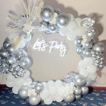 153Pcs White and Silver Balloons Garland Arch Kit - Image 7