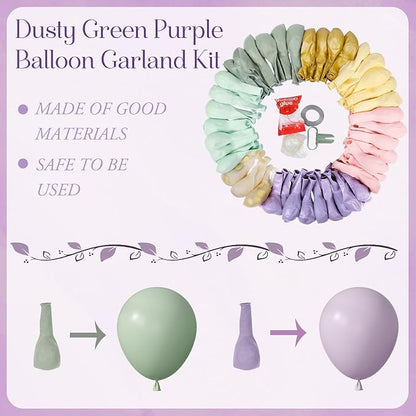 Amandir 173Pcs Dusty Green Purple Pink Balloon Arch Garland Kit | Lavender - Image 3