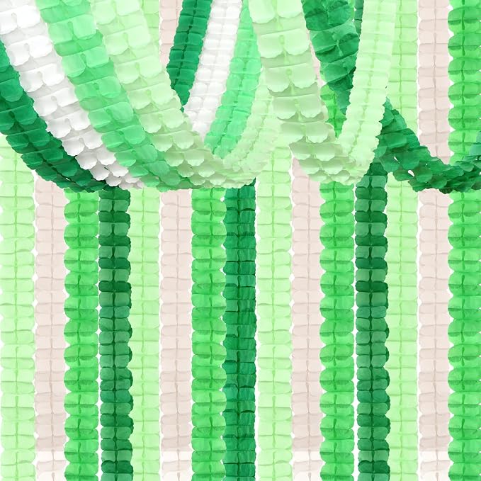 Green-White Party Decorations Streamers Garland - 157Ft Four-Leaf Clover by Hugtmr