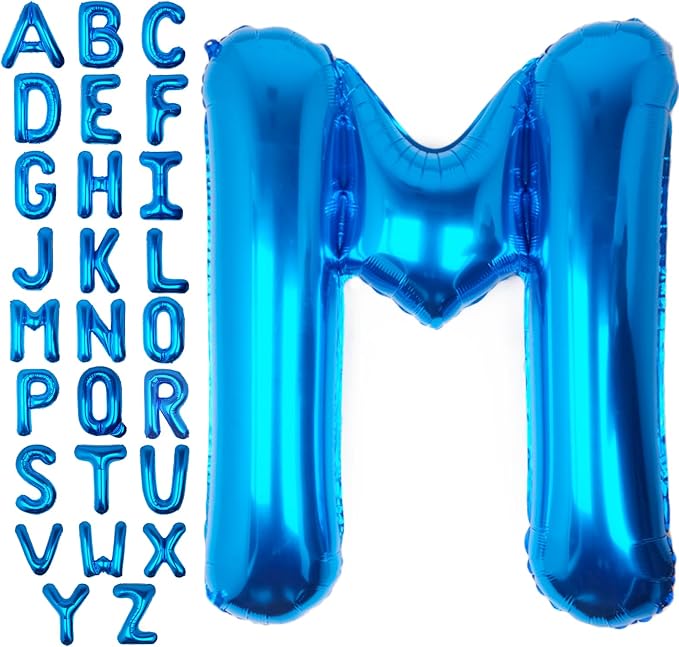 40 Inch Blue Letter M Balloon Big Foil Helium Letter Balloons A-Z | Giant Large by SULALABOO