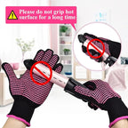 Sopito 2Pcs Heat Resistant Gloves with Silicone Bumps, Professional Heat Protection Gloves for Hair Styling, Mitts for Curling Iron Wand Flat Iron Sublimation, Rose Red