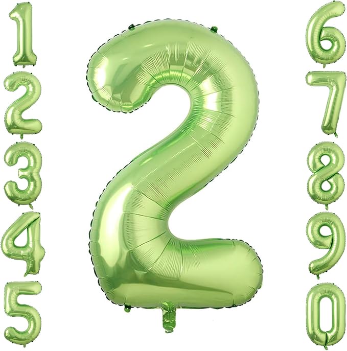 Light Green Number 2 Balloon 40 Inch, Shiny Metallic Foil Party Supplies | by Unknown