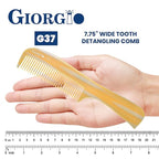Giorgio G37 Large Coarse Hair Detangling Comb, Wide Teeth for Long Thick Curly Wavy Hair. Detangler for Wet and Dry. Handmade Rake Saw-Cut from Cellulose Hand Polished Imitation Horn