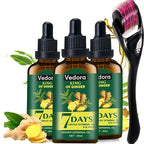 Vedora Ginger Oil for Hair Growth - Biotin Hair Growth Serum, 100% Pure Natural Ginger Essential Oil - Promotes Stronger, Thicker, Longer Hair in Women & Men - 3.0 Fl Oz / 90ML (3pc+Roller)