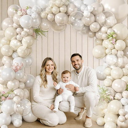 Amandir 173 Pcs Pearl White Balloon Arch Garland Kit | Double-Stuffed Pearl - Image 5