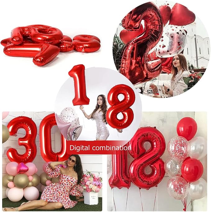 Jonhamwelbor 13 Number Balloons Red Big Giant Jumbo Number 13 Foil Mylar - Image 4