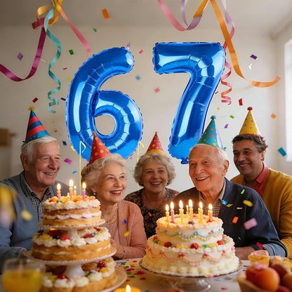 40 Inch Number 67 Balloons for 67th Birthday Party Decorations, 0-100 Dark Blue - Image 2